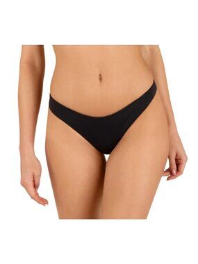 HURLEY Solid Cheeky Scoop Bikini Bottoms Sz L True Black Logo Seamless Swimwear